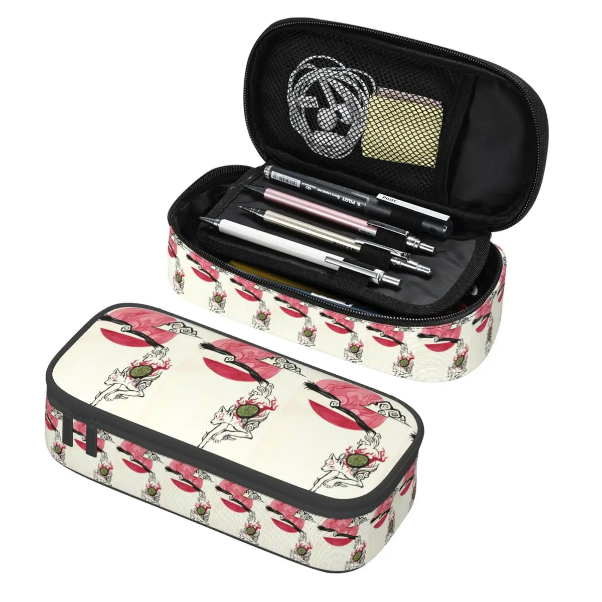 

Japanese Okami Wolf Pencil Case Pencil Pouch Storage Stationery Supplies Large Storage Pen Box Pencil Bag for Kids