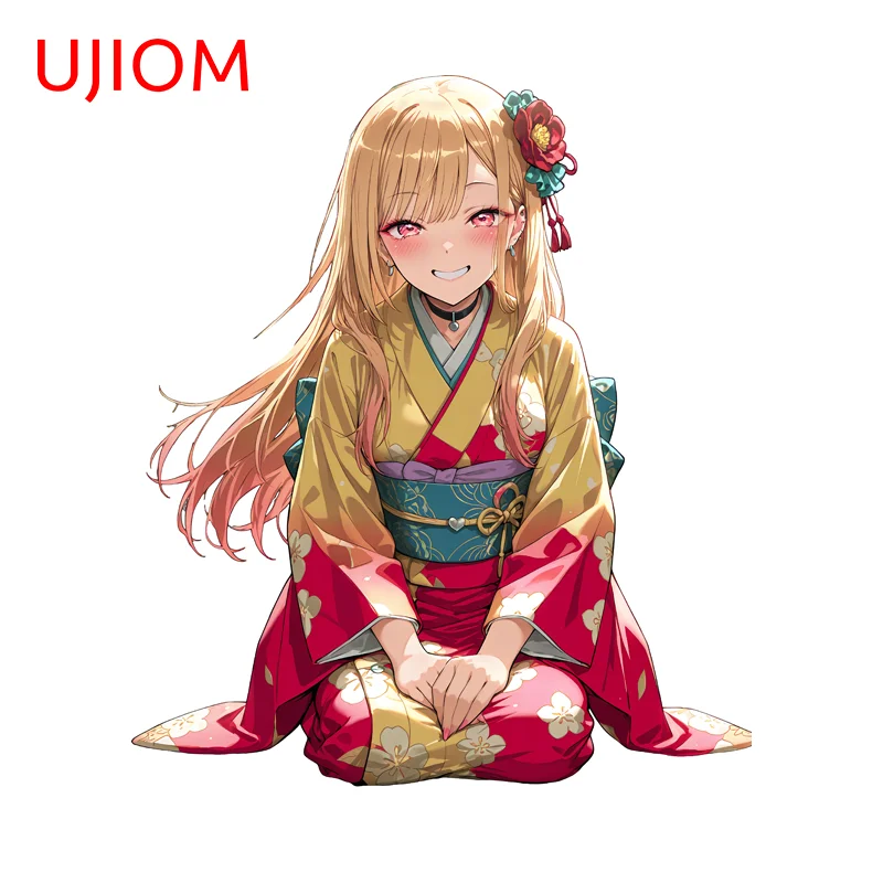 UJIOM Kimono Beautiful Marin Kitagawa Wall Sticker Sitting Posture Ingenious Waterproof Decal Delicate Adhesive Wallpapers Decor