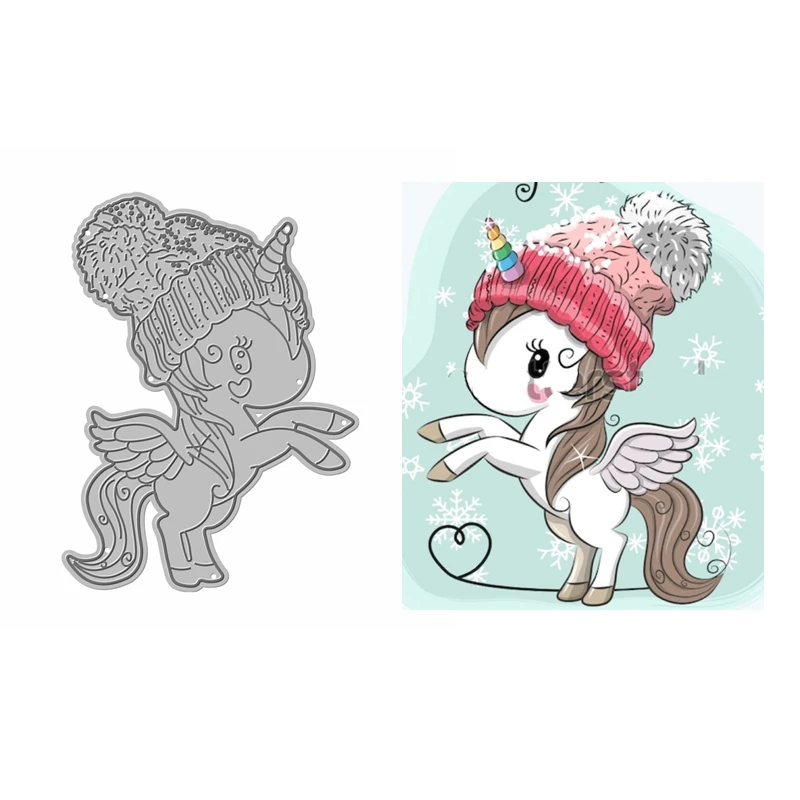 Cute Cartoon Pegasus with Hat Metal Cutting Dies For Scrapbooking New 2022 Paper Making Embossing Without Stamp Frame Card Craft