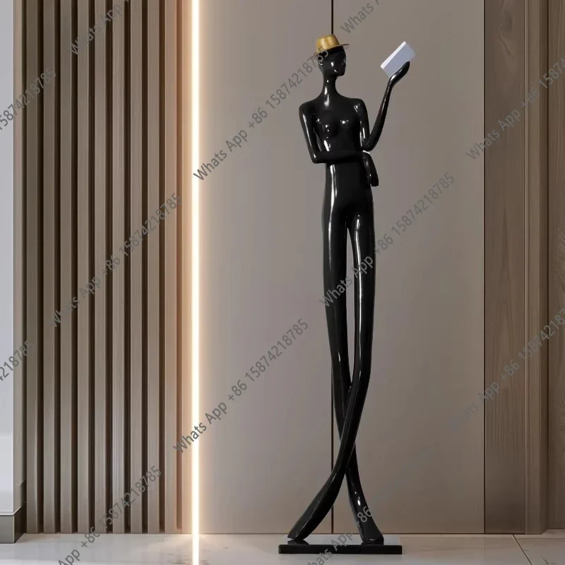 Ch Abstract Large Floor-to-ceiling Portrait Sculpture Decoration Large Ornament Model Room Soft Decoration Reading Figure Artwor