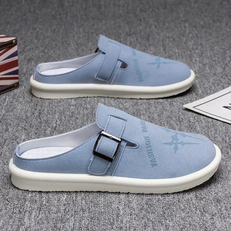 Plus Size 45 46 47 Summer Mules Man Backless Loafers Slipper Half Shoes For Men Slides Mens Slip On Flats Semi-Drag Casual Shoes