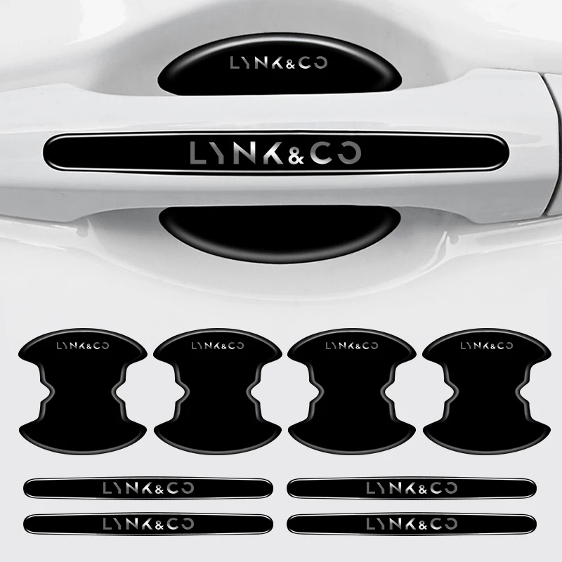 8Pcs Car Door Handle Protector Stickers Bumper Accessories For LYNK&CO 01 08 02 03 Phev 03+ 05 06 09 07 PHEV 09 MHEV