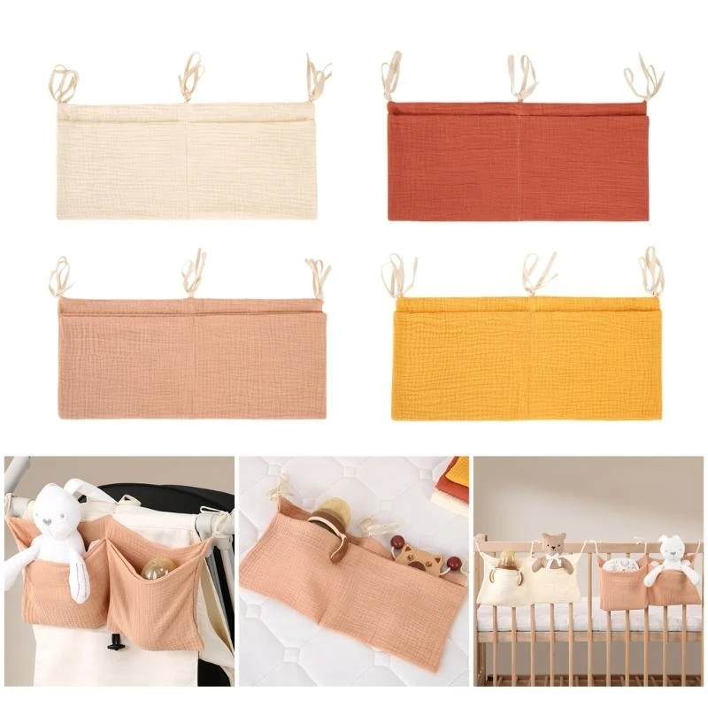 

J15U Small Nursery Bed Organizes Hanging Storage with Pockets Infant Bedside Bag Breathable Storage Bag for Baby Essential