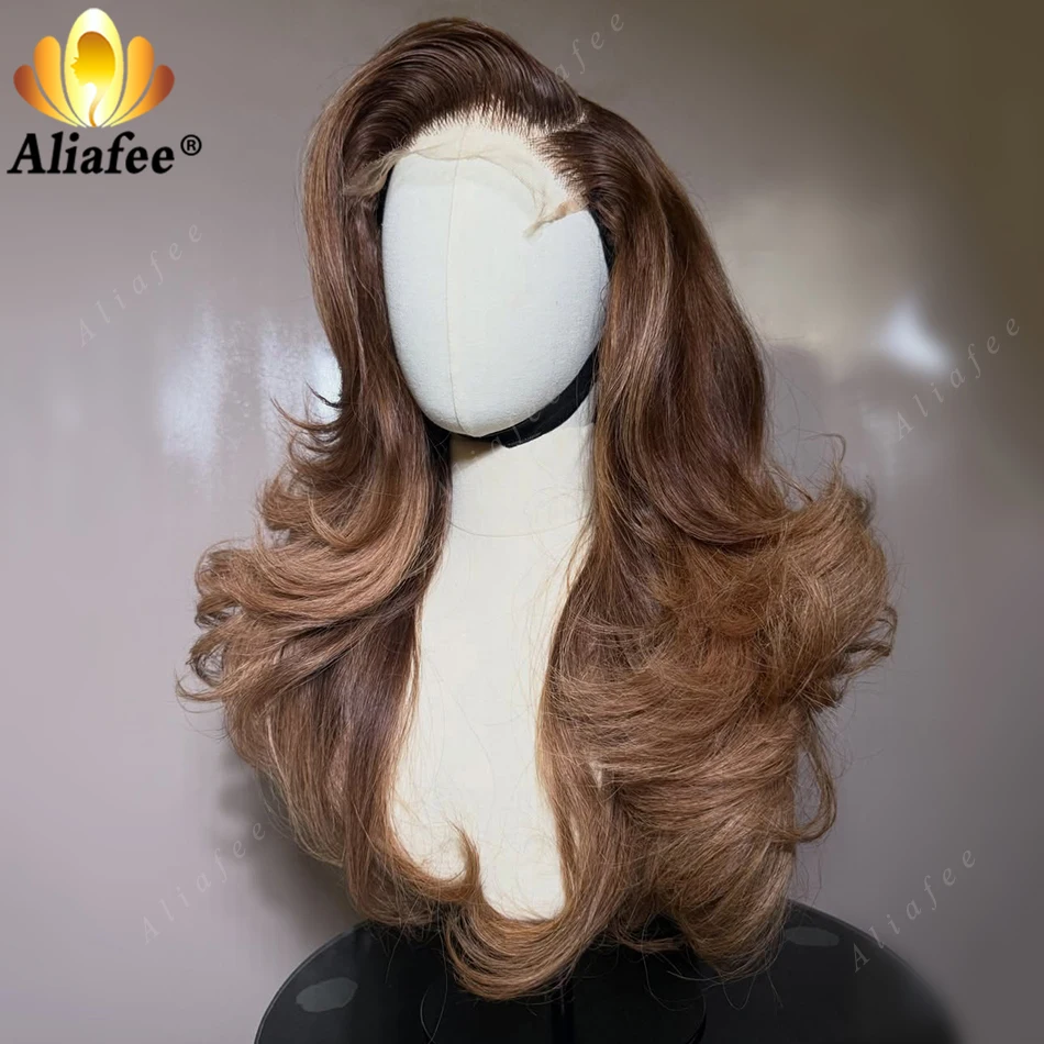 Hd Lace Drawstring Glueless Wigs 13x6 Lace Front Autumn Brown Body Wave Wig Beginner Friendly Pre Plucked Wig for Daily/Party