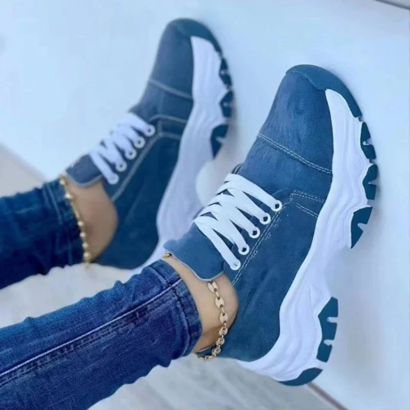 Damen Vulkanisierte Schuhe Plateauschuhe für Frauen 2026 Einfarbige Wildleder Damen-Sneaker Bequeme Freizeitschuhe Zapatillas – Detail 2