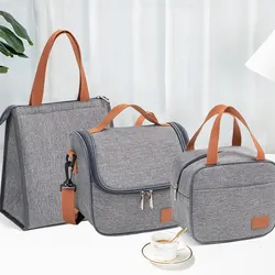 Borsa termica per il pranzo borsa termica per Picnic impermeabile in tessuto Oxford grigio borsa a tracolla isolante in foglio di alluminio