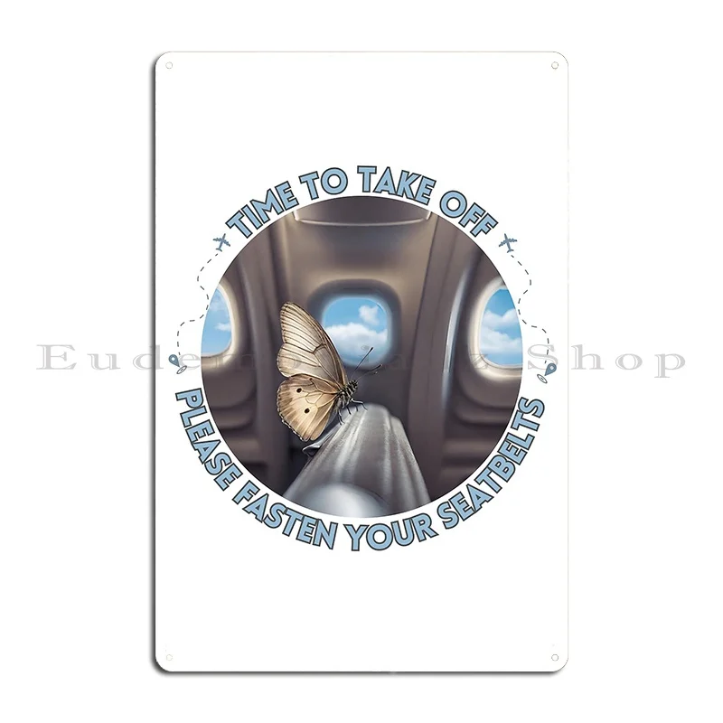 Time To Take Off Flight Butterfly Metal Sign Pub Customize Cinema Character Club Tin Sign Poster