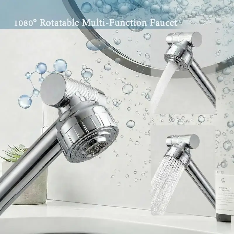Black Robotic Arm Kitchen Faucet 1080° Swivel Dual Flow Modes Leak-Proof Easy Install for Home Kitchen Sink