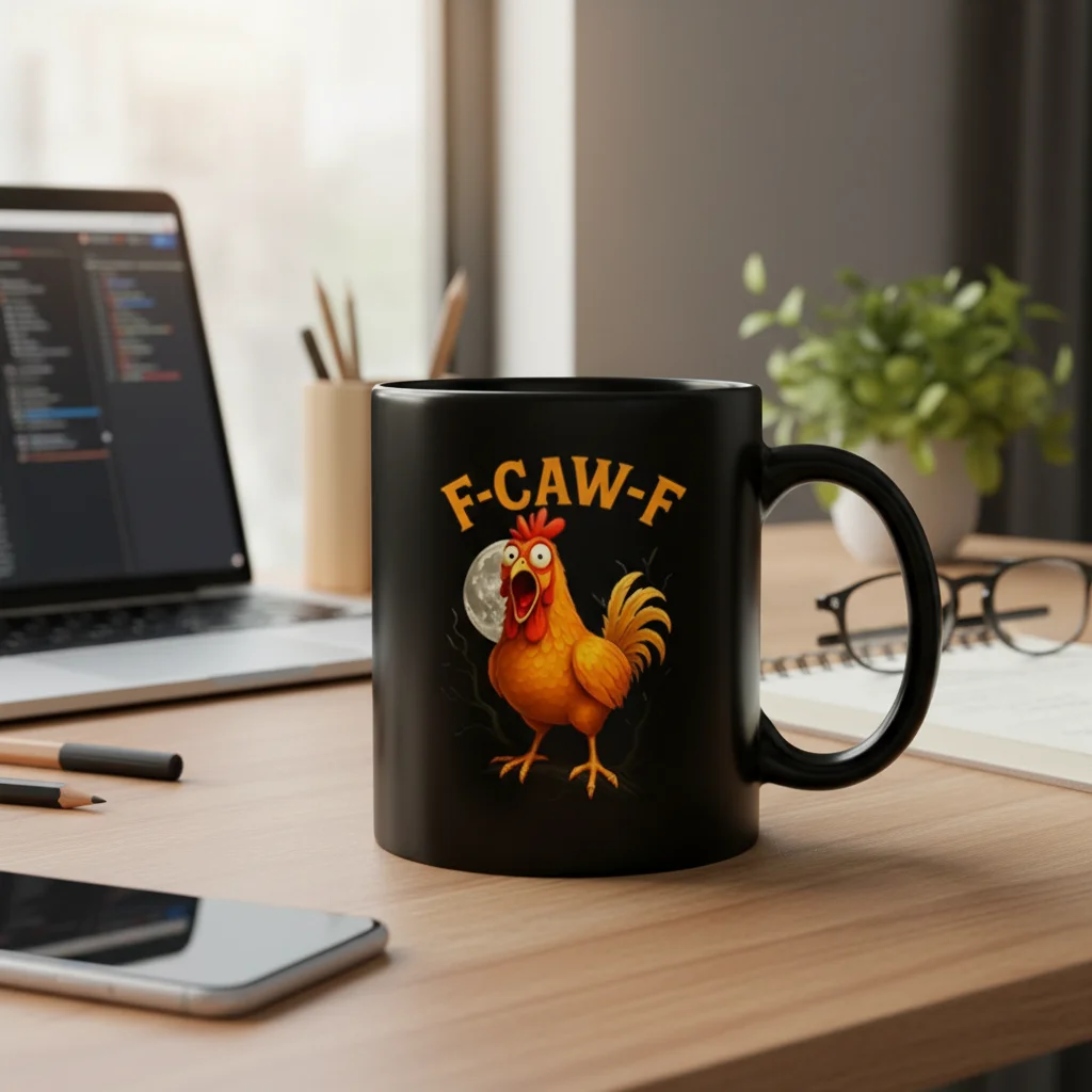 F-Caw-F Coffee Mug, Funny Gifts For Men Women Coworker Chicken Humor Mug- Chickens Pun Sarcastic Cup Ceramic Mug
