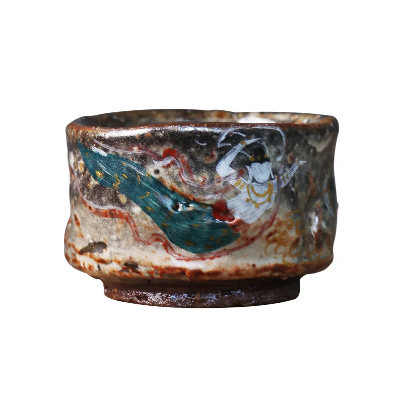 Handmade rolled tea cups, hand-painted master cups, vintage tea tasting cups, coarse pottery wood-fired cups