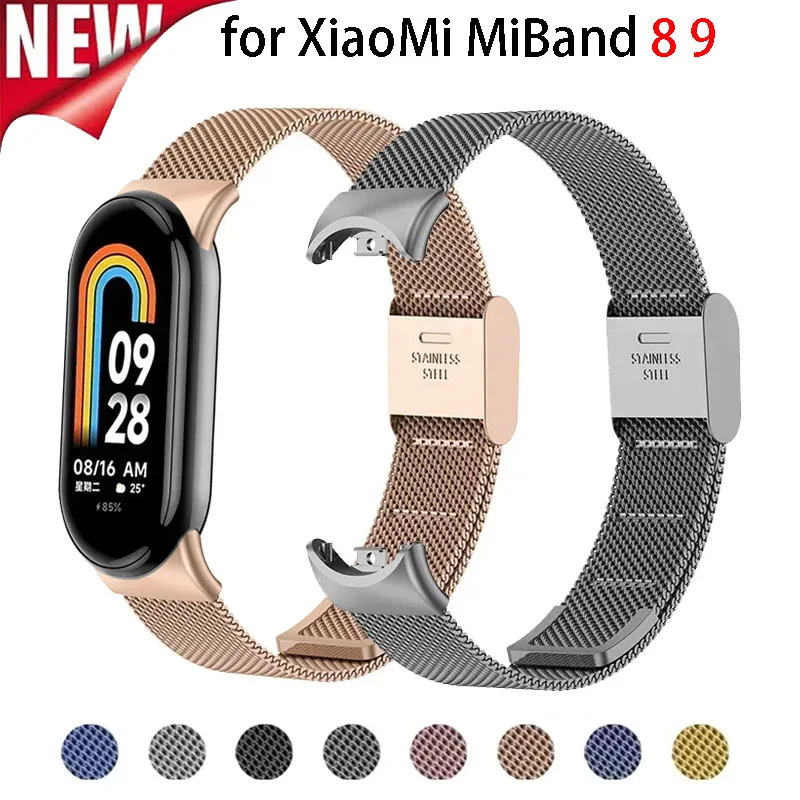 Metallgeflecht-Edelstahlarmband für Xiaomi Mi Band 9 8 Smart-Armband Ersatzzubehör Armband Miband 9 8 Smartwatches
