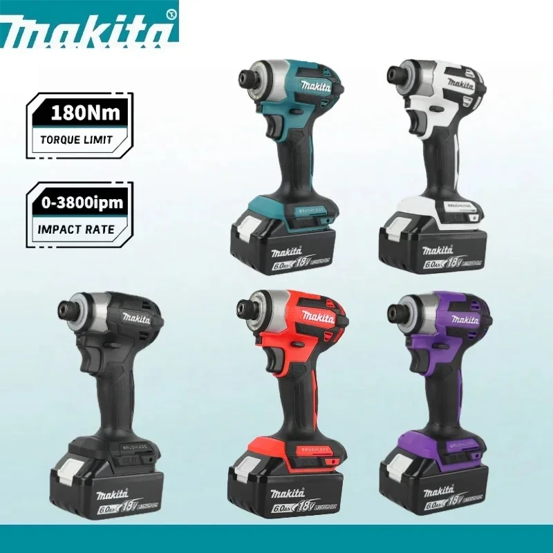Makita DTD173 18V LXT Cordless Brushless Impact Driver 180 N·M Wood Bolt T-Mode Electric Drill Rechargeable Power Tools