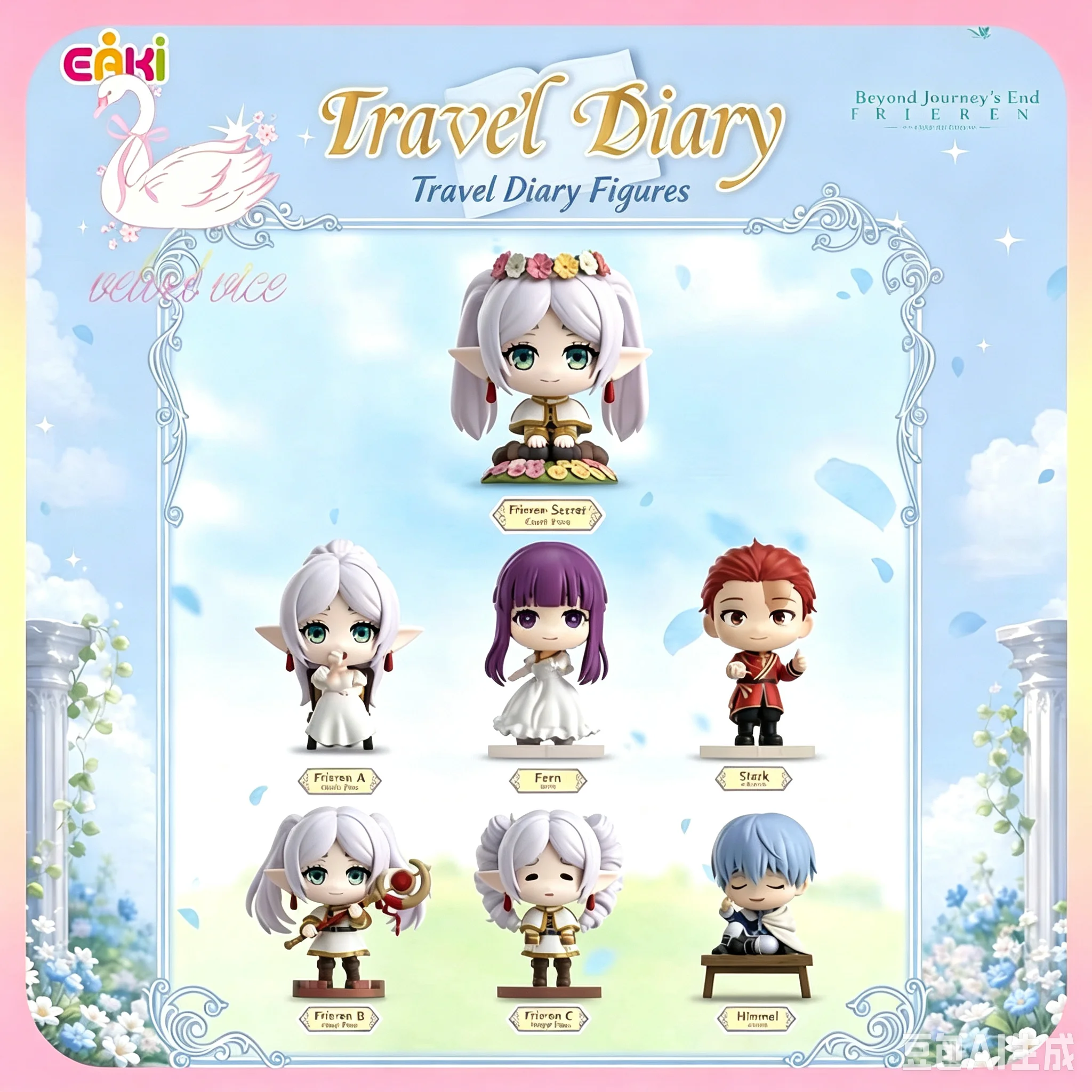 Original EAKI Frieren: Beyond Journey's End Reisetagebuch-Serie Blind Box Figur Peripheres Dekorationsstück Sammelspielzeug Geschenk für Mädchen und Jungen