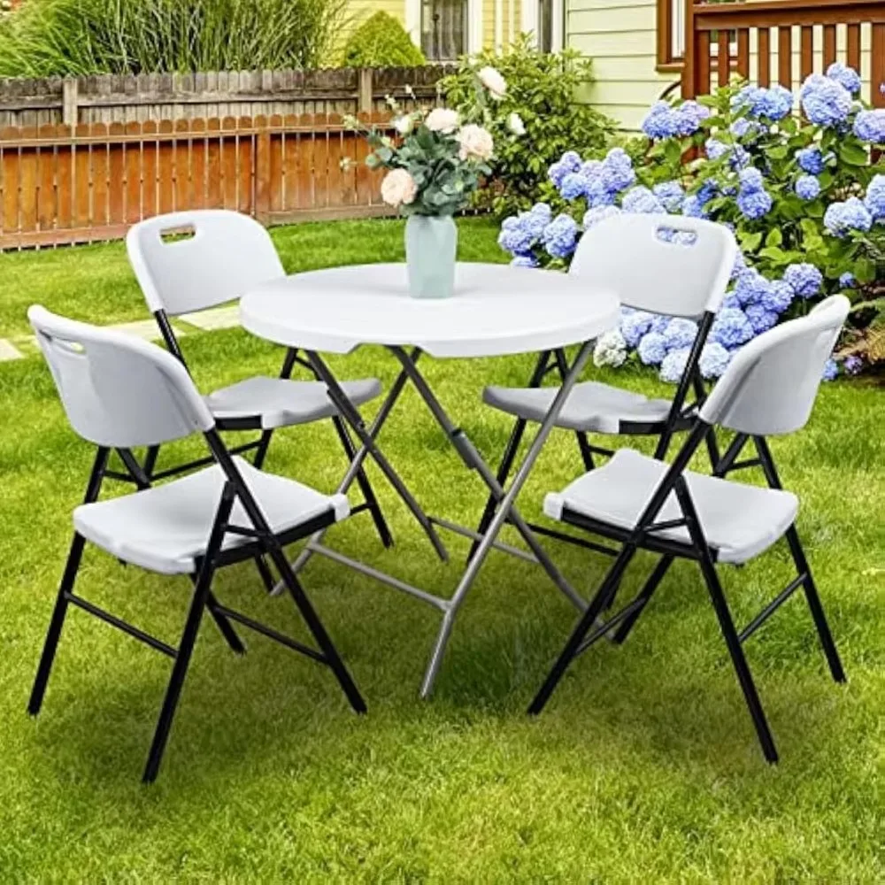 

Outdoor plastic folding chairs, set of 4 foldable dining chairs for weddings, parties, camping, picnics，20.8"D x 17.3"W x 33"H