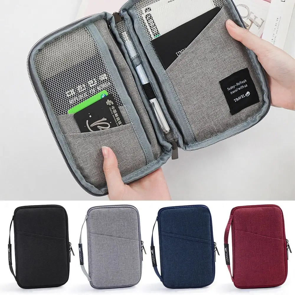 Creative Multicolor Passport Cover Multi-function Storage Bag Zipper Coin Wallet Oxford Accessories Ticket Clamp