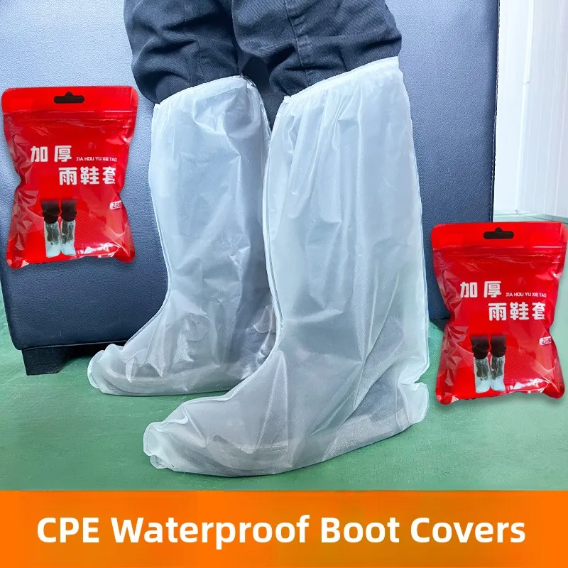 Disposable Individually Packaged High-Tube Thickened CPEPE Material Rain Boot Covers Waterproof Mudproof Farming Isolation