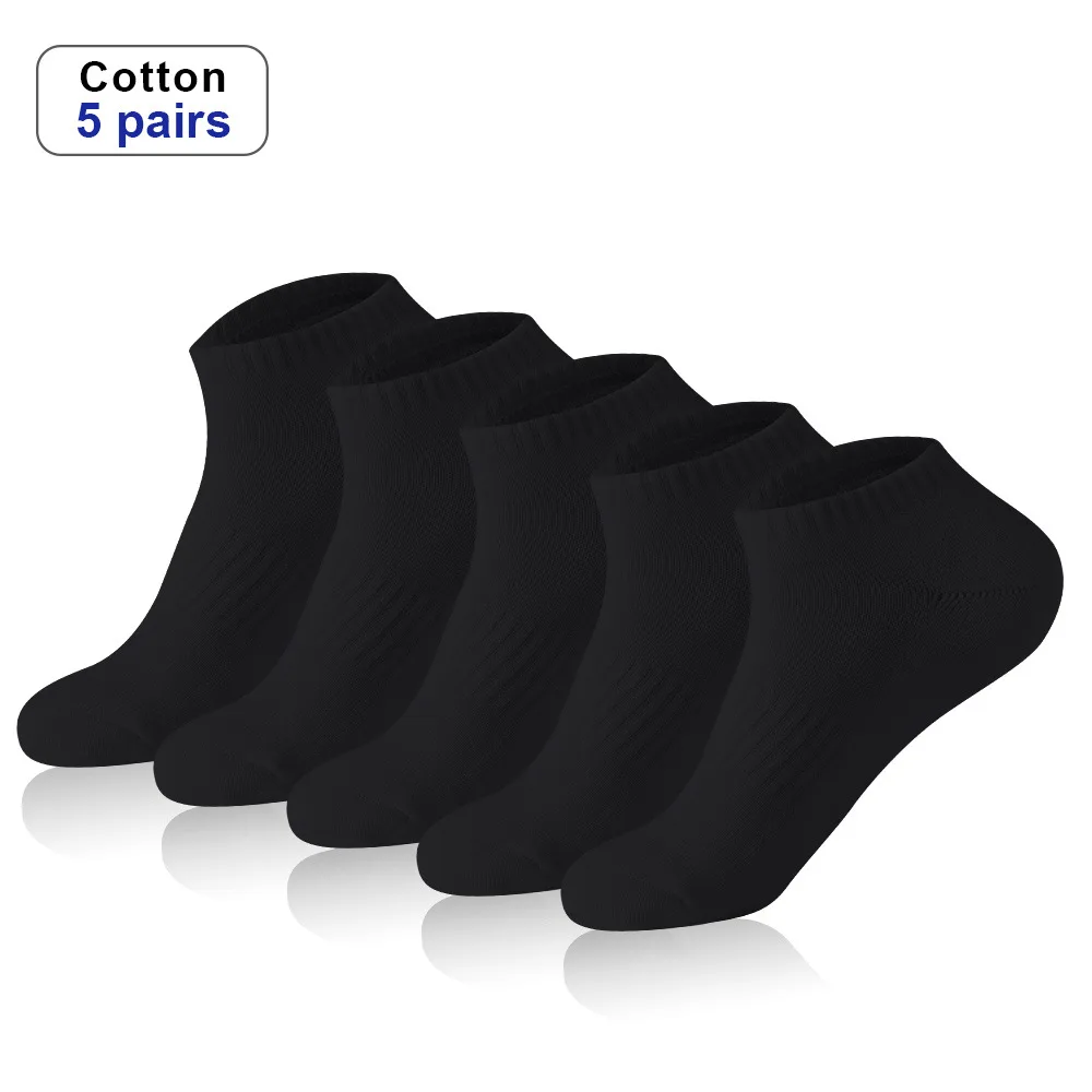 

Black and White Men's Boat Socks Sweat Absorbent Deodorant Xinjiang Cotton Cylinder Sports Pure Color Spring Summer Stockings