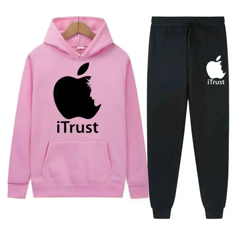 ربيع الخريف الرجال النساء عادية 2 قطعة مجموعات الاتجاه هوديي القمم السراويل الطويلة بلوزات دافئة اليومية الشارع موضة الإبداعية أبل Printe