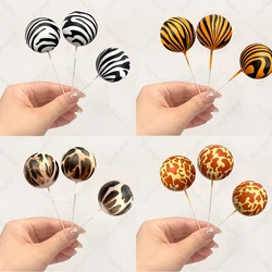 Animals Print Balls for Cake Decoration Leopard Tiger Zebra Printed Jungle CupCake Balls DIY Safari Birthday Baby Shower Party
