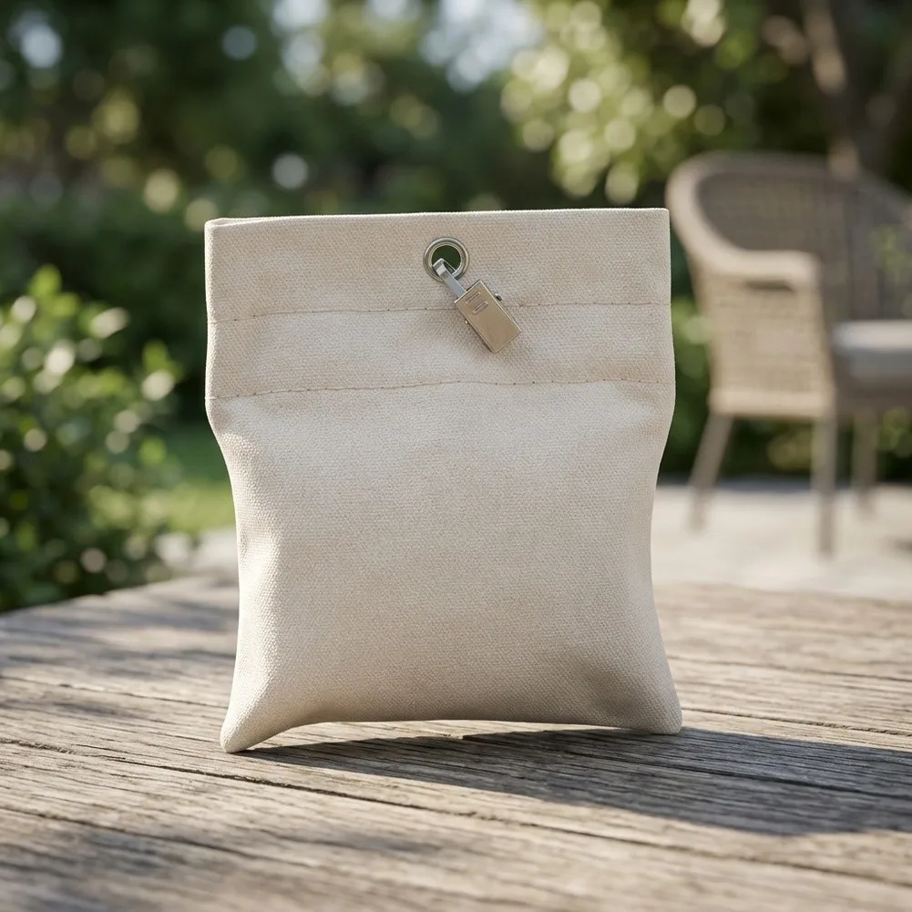 Outdoor Drapery Weight Solution with Clips - 1 Set Fabric Bags Metal Clips PE Sealed Fillers for Windy Conditions
