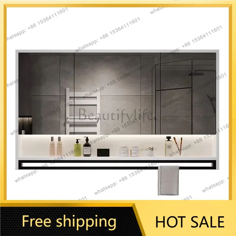 Best Sellers Wall-mounted Smart Bathroom Mirror Nordic Luxury LED Light Fog Removal Mirror Cabinet Vanity Home Furniture Arredo