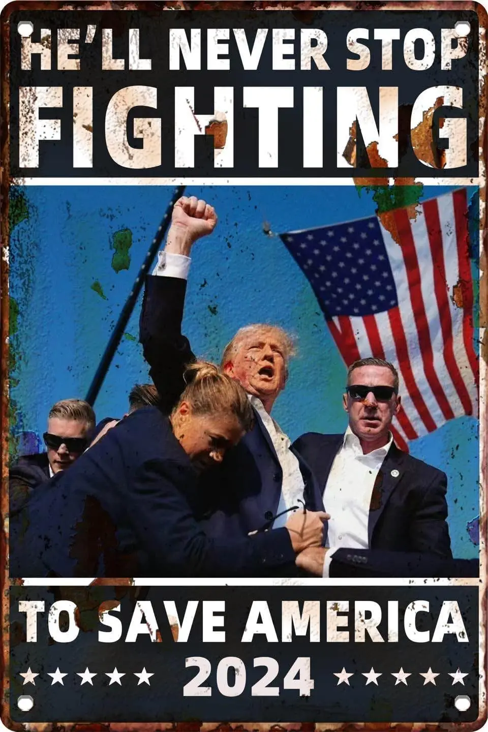 TRUMP 2024 TAKE AMERICA BACK—Fight!Fight!Fight!Trump Survived Shot Fight Strong Fist Car Magnets Donald Trump 2024 Take America