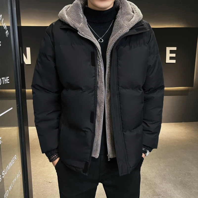 

Large size cotton coat, autumn and winter hooded, warm and cold resistant, granular velvet cotton coat, men's winter clothes, co