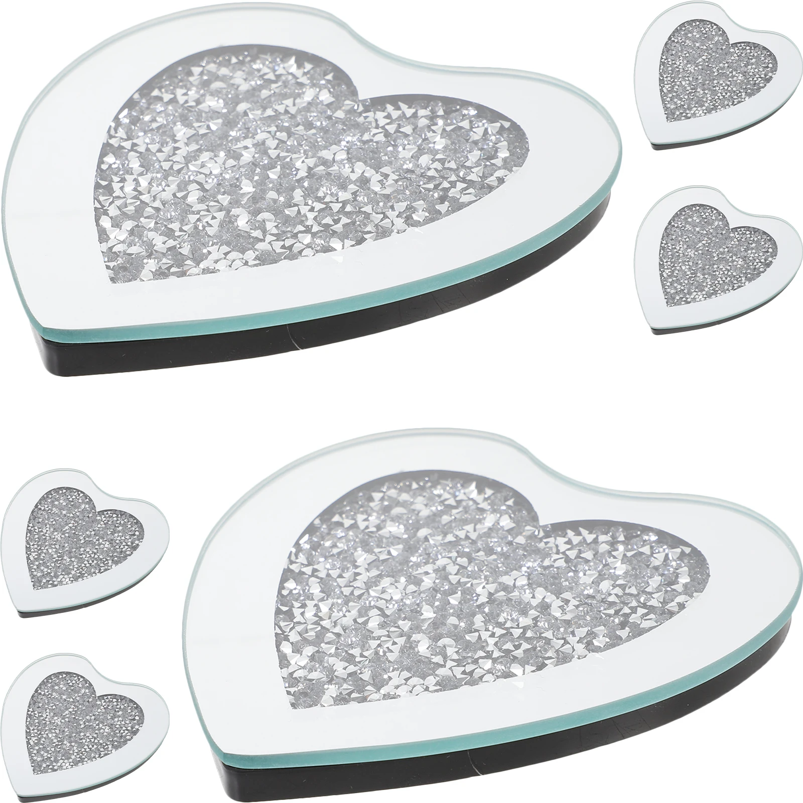 

6Pcs Creative Glass Coaster Heart Design Tea Saucer Cup Pad Scratch Proof Table Mat for Dining Coffee Decor Glass Coaster
