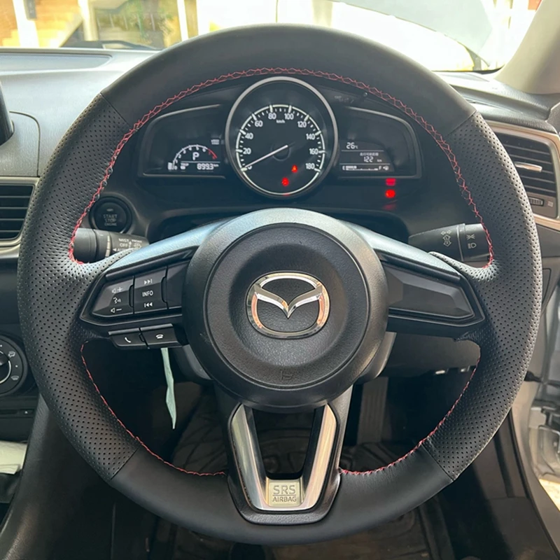 Artificial Leather Braid Car Steering Wheel Cover For Mazda