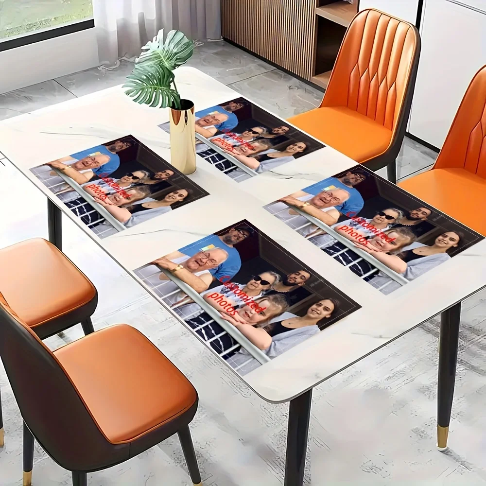 1pcs Rectangular Placemats, Made with Custom Photo Linen Material, Designed to Showcase Precious Family Moments