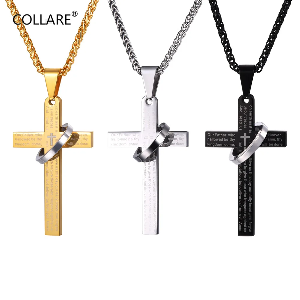 

Chainspro Bible Verse Cross Necklace for Men Woman 316L Stainless Steel Cross with Loop Pendant Christian Jewelry P989