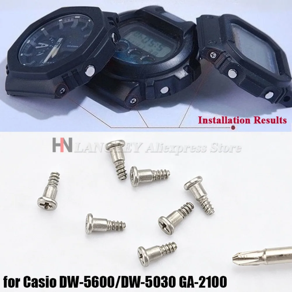 4pcs Watch Case Screw for Casio DW-5600 GW-M5610 DW-5030 GA-2100 Series Bezel Silver Stainless Steel Screw Repair Tool Accessory