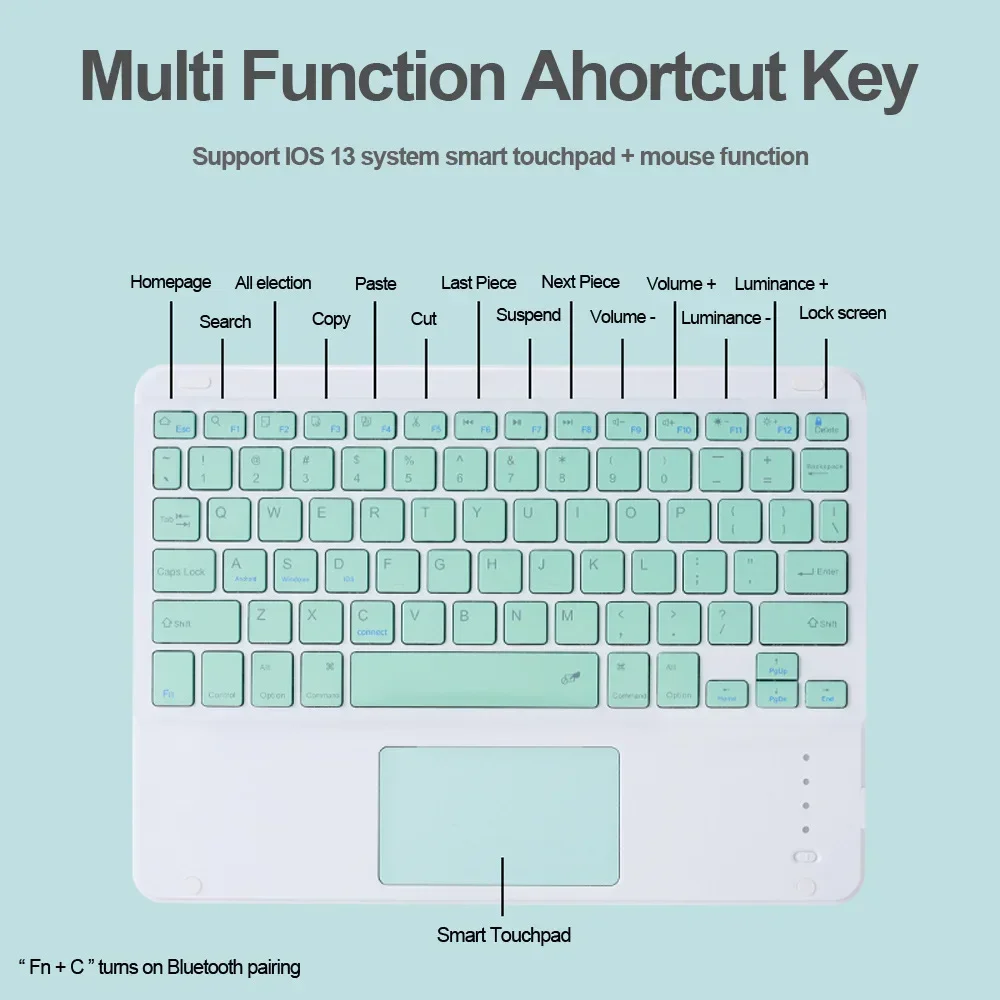 Imagem -06 - Teclado Mágico sem Fio Mouse para Ipad Pro 12.9 11 Bluetooth Touchpad Teclado Case para ar 10th 10.9 ar 9.7 Mini 10.5