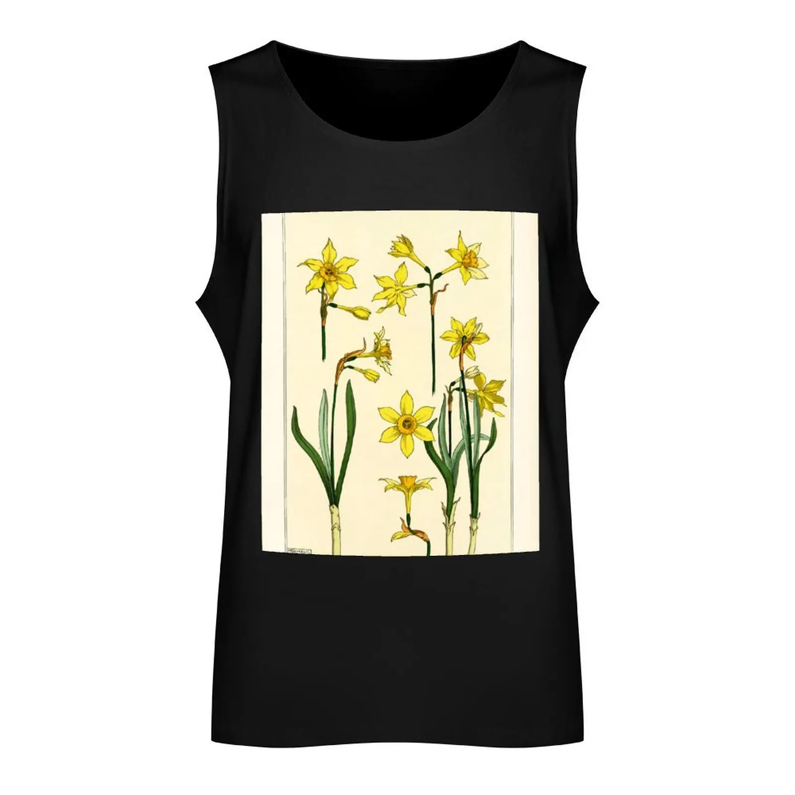 French botanical flower plate - Maurice Verneuil - Jonquille Tank Top Man sleeveless shirt Working vest