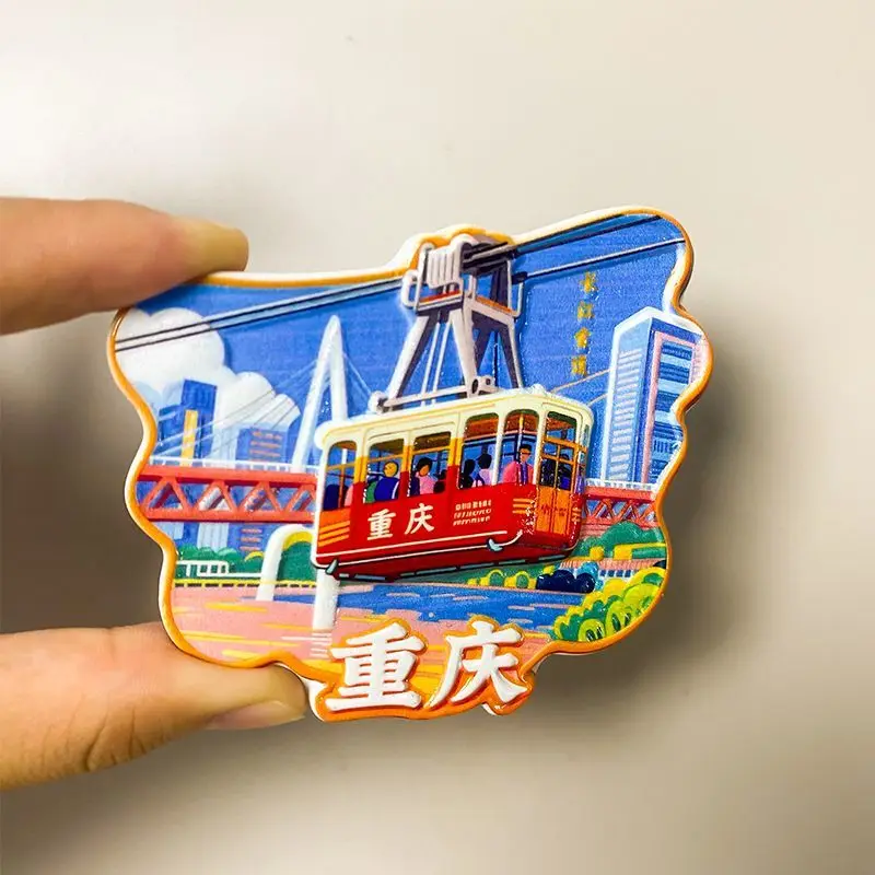 3D Resin Fridge Magnets Miniature China Chongqing Yangtze River Cableway Design Cute & Functional Kitchen Decor