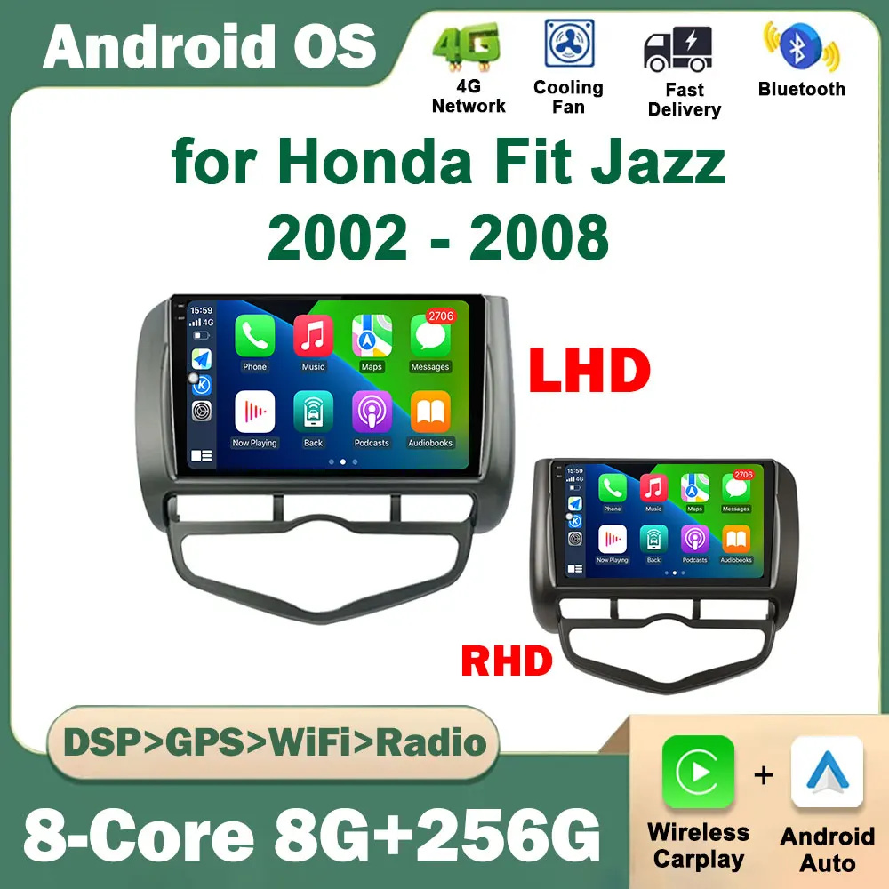 

9 inch Car Radio Multimedia Player Android OS for Honda Fit Jazz 2002 - 2008 GPS Navigation Touch Screen BT DSP Stereo HD Screen