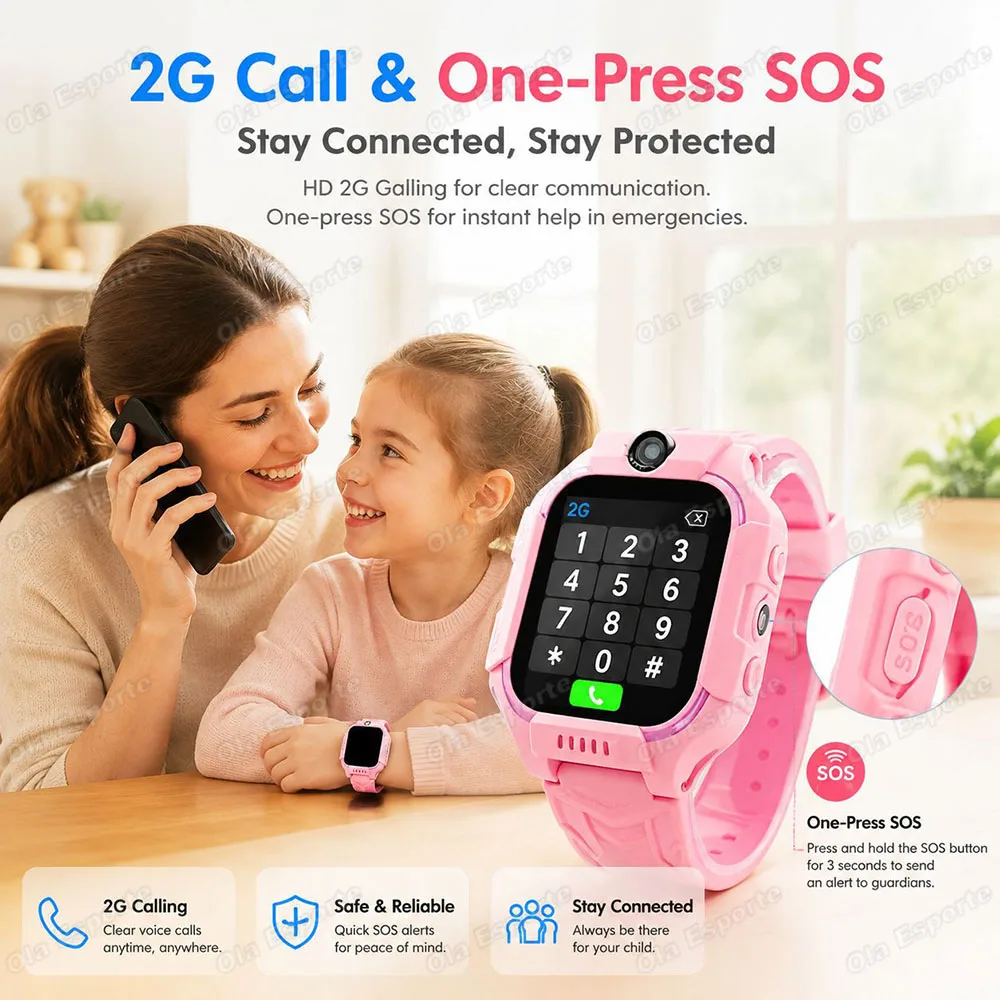 2027 New 2G/5G Kids Smart Watch GPS Location Sim Card Calls SOS Camera Waterproof Child Watch for Boys Girls Present Gift Ht30