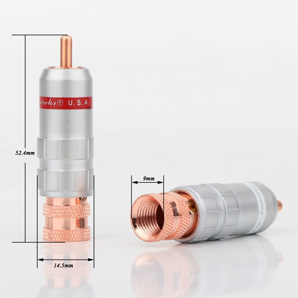 Red Copper Plated RCA Plug Audio Video Cable Adapter Solders Interconnection Signal Line Connector