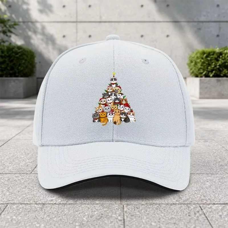 Cat Christmas Tree Baseball Cap Adjustable Printed Adjustable Cap for Unisex Outdoor Sports