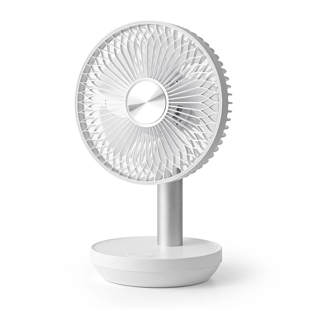 [1+1] مروحة طاولة لاسلكية قابلة لإعادة الشحن من Bldc، مروحة صغيرة بإضاءة المزاج