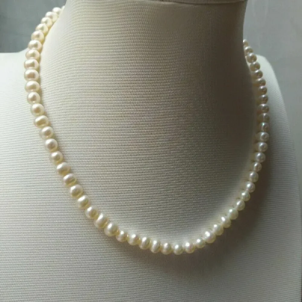 Bestselling Japanese Pearl AAA 5-6mm Natural Pearl Round Pearl Necklace, 14K Gold Buckle 18/36 inch