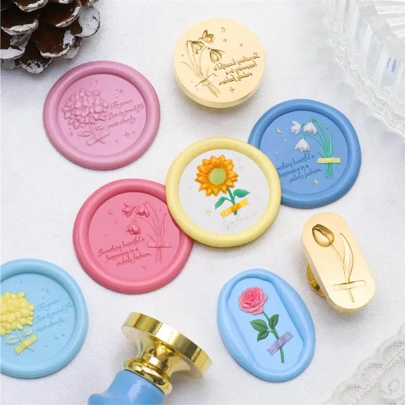 Retro Flower Plants Wax Seal Stamp Vintage Sealing Stamp Head For Scrapbook Envelopes Wedding Invitations Gift Cards Packaging