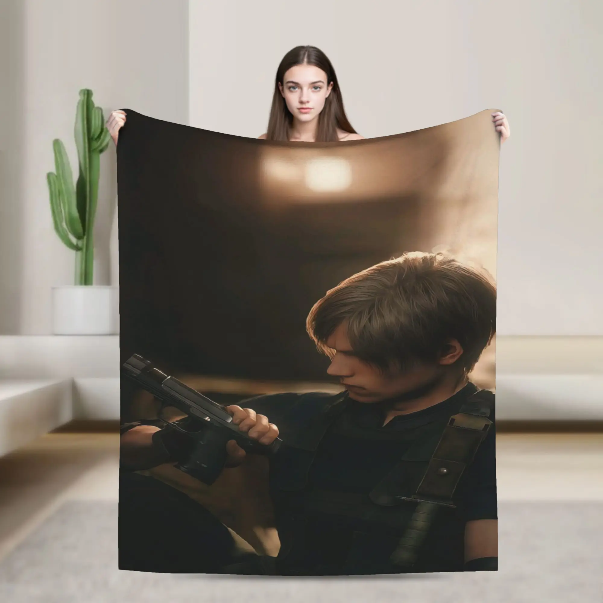 Leon Kennedy Warm Cozy Blanket  Novelty Camping Bedding Throws Outdoor Flannel Bedspread Sofa Bed Cover