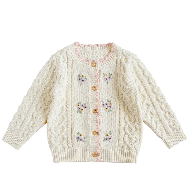 2024 Spring Baby Sweater Baby Girl Boy Clothes Hand-embroidered Cartoon Rabbit Clothing Autumn Infant Coat Baby Cardigan Sweater