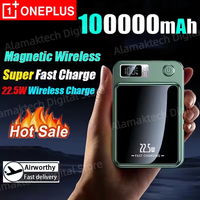 ONEPLUS 100000mAh Magnetic Wireless Power Bank Fast Charger For Magsafe Portable Auxiliary Battery For iphone Huawei Samsung New