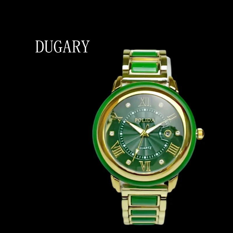 DUGARY Fashion quartz watch jade Waterproof luminous for men Wristwatches stainless steel crystal brand Relogio Masculino