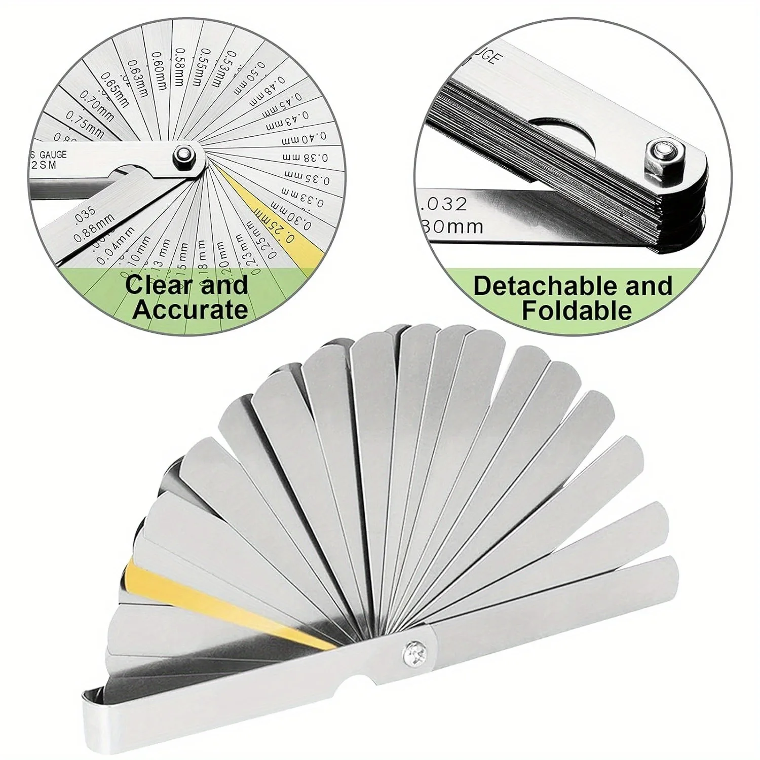 Edelstahl 32-teiliges Fühlerlehren-Set, Präzisionsinstrument zur Lückenmessung, Automotive Ventil-Fühlerlehren-Kit – Detail 5