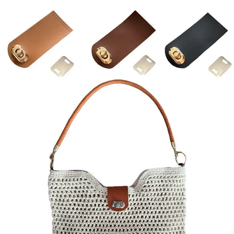 

Fashion Leather Bag Buckles Handmade Buttons Holes For DIY Handbag Accessories 5.5*12cm DIY PU Leather Closure Bag Hasp