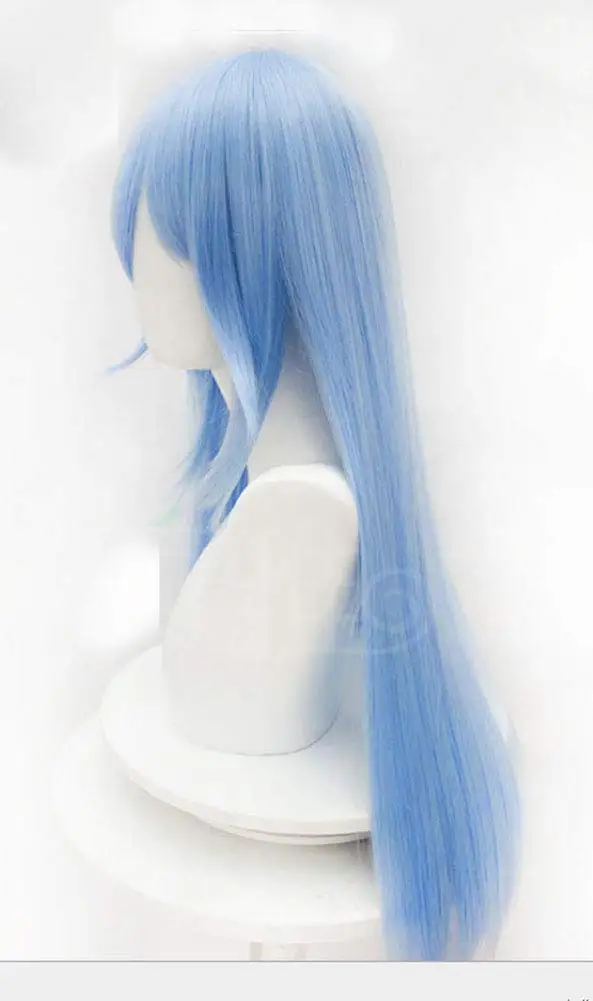 Peluca de Cosplay de Anime Rimuru Tempest para hombre, pelo largo, fiesta de Halloween, azul claro, pelo sintético