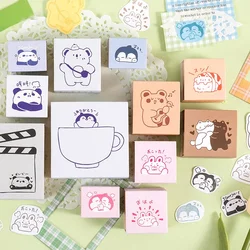 Wooden Stamp Zoo Cartoon Mood Record Penguin Lotus Rubber Handbook Diary DIY Decorative Prints Sello Personalizado Scrapbooking